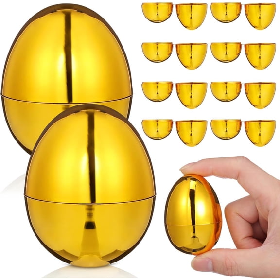 12 Pack Golden Metallic Fillable Plastic Easter Eggs For Party Favors Easter Egg Hunt Games