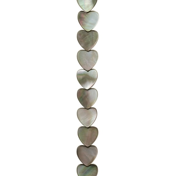 Bead Landing Gray Shell Heart Beads, 10mm, 12 Pack