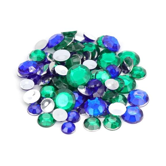 12 Pack: Green & Blue Round Mix Gems by Creatology