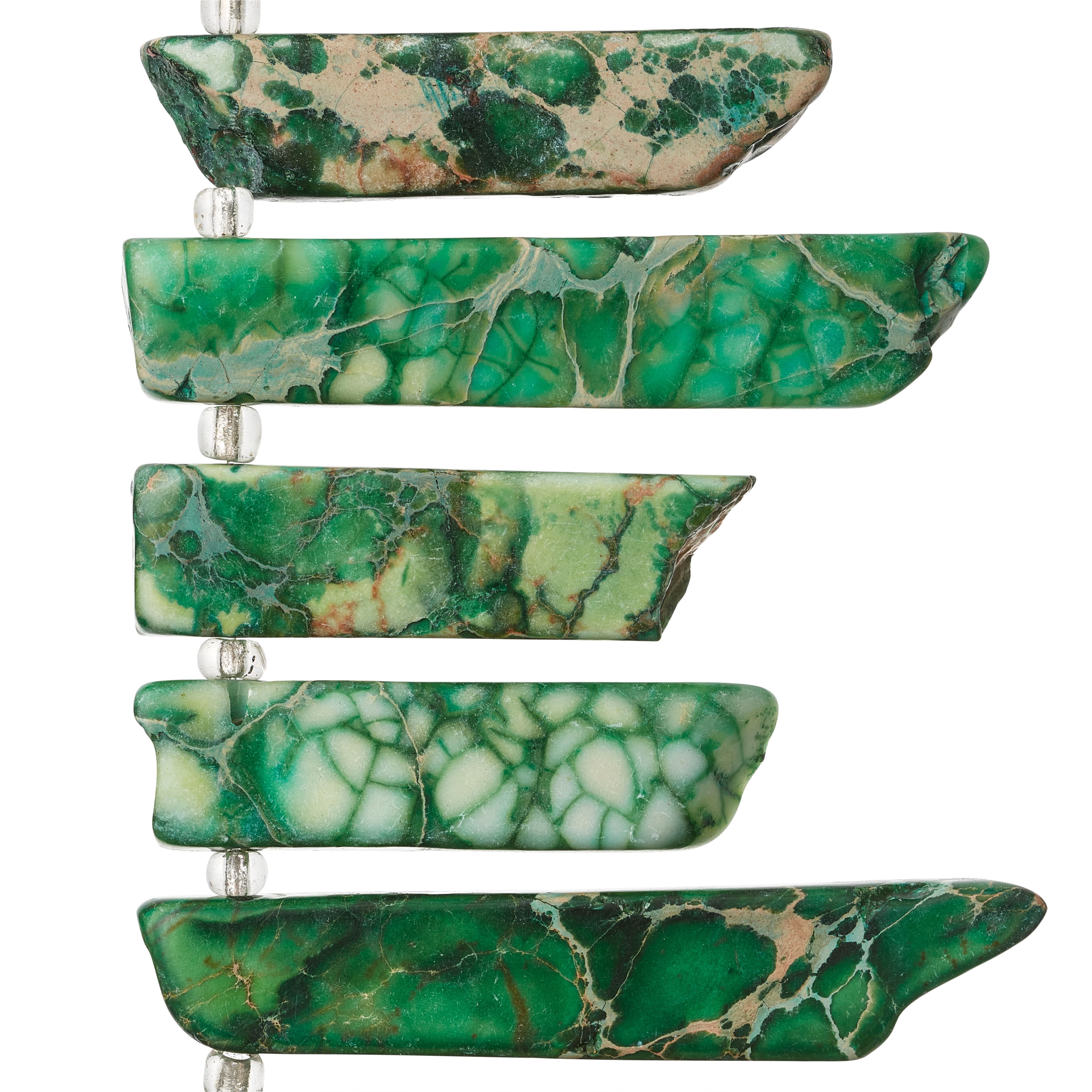 Bead Landing  Green Dyed Imperial Jasper Stick Beads, 12 Pack