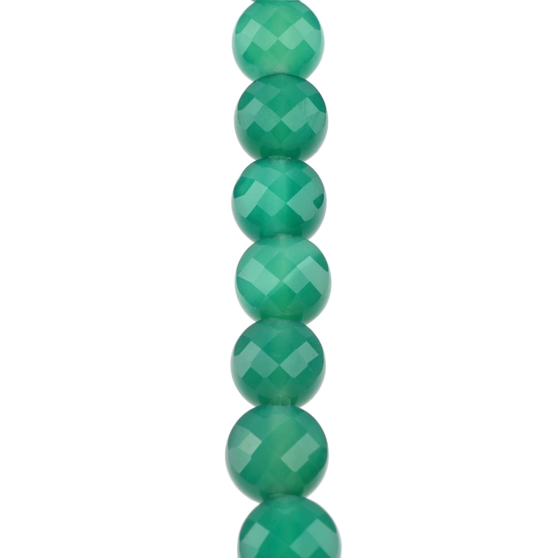 Bead Landing Green Faceted Agate Coin Beads, 6mm, 12 Pack
