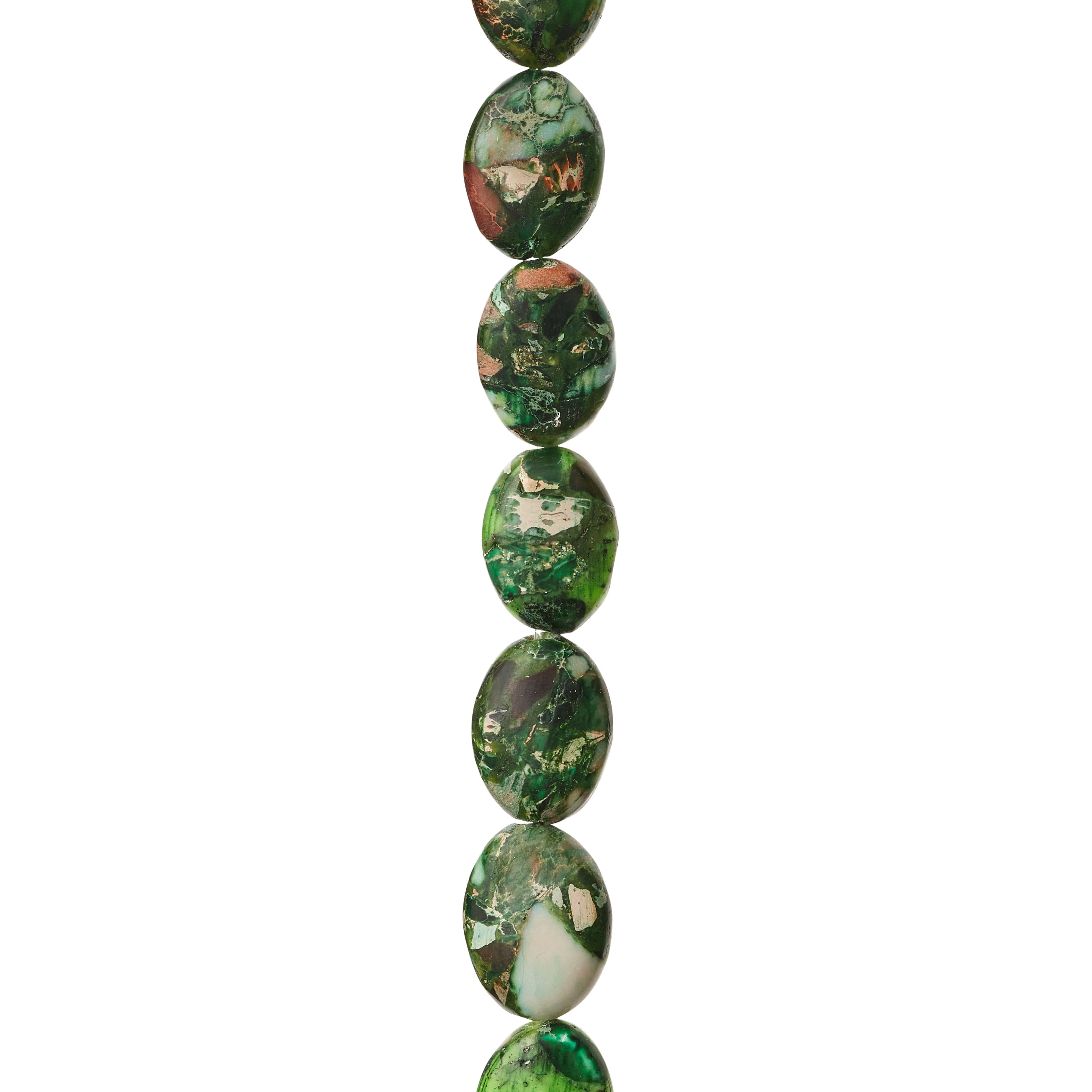 Bead Landing Green Imperial Jasper Oval Beads, 14mm, 12 Pack