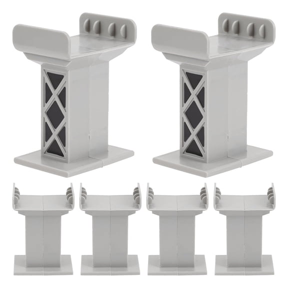12-Pack Grey Railway Bridge Supports Compatible with Wooden Train Systems