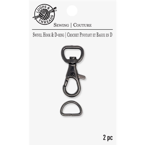 12 Pack: Gunmetal Swivel Hook & D-Ring Set by Loops & Threads