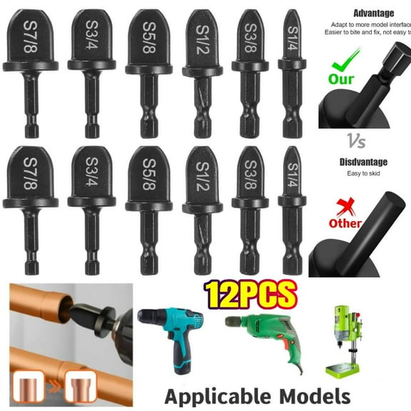 12 Pack HVAC Repair Kit, Air Conditioner Tube Expander Swaging Tool, Manual Pipe Swage Tool With Expander Boring Drill Bits for Soft Copper Tubing 1/4'' to 7/8''