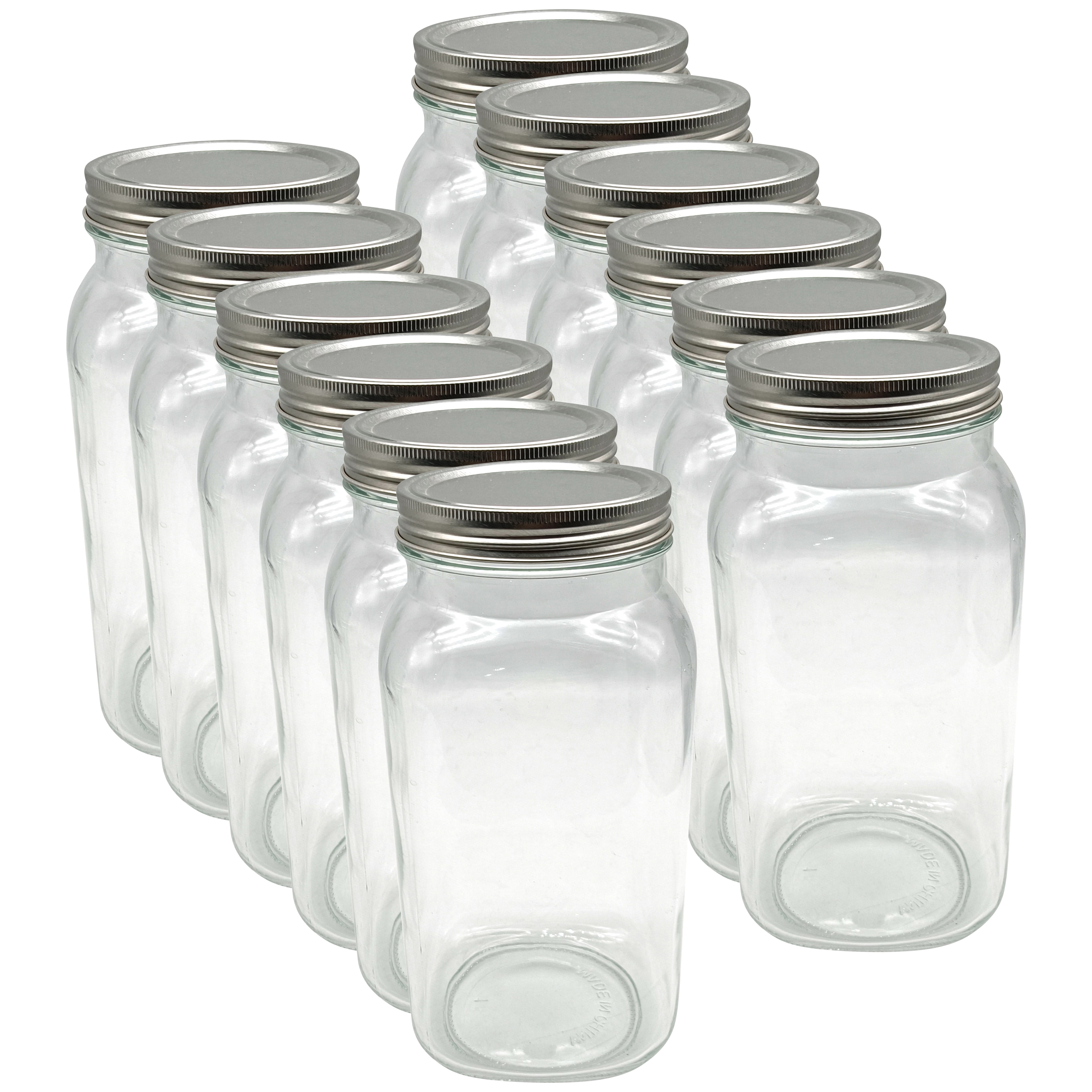 Half Gallon Glass Jar with Lid by Ashland - Storage Container for Cookies - Baked Goods or Decorations - Bulk 12 Pack