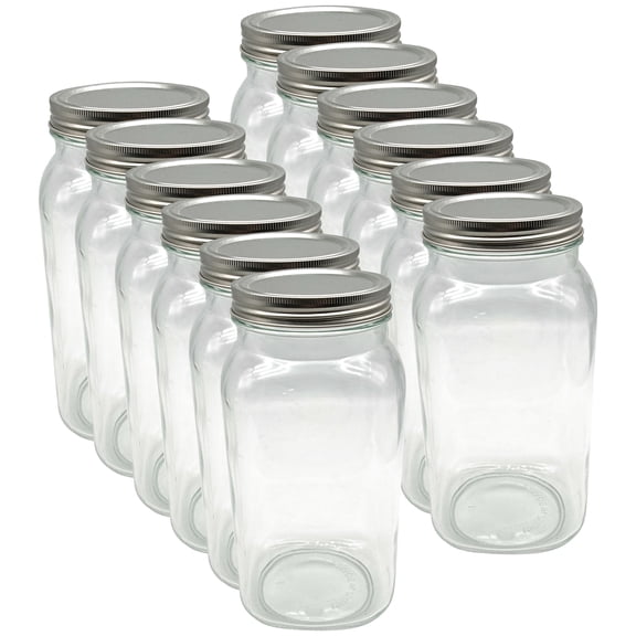 Half Gallon Glass Jar with Lid by Ashland - Storage Container for Cookies - Baked Goods or Decorations - Bulk 12 Pack