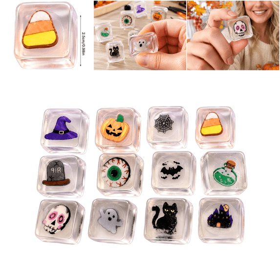 12 Pack Halloween Ice Cube Squishy Toys Party Favors Toys 12 Squishies Stress Relief Toys for Halloween Party Favors, Goodie Bag Stuffers, Trick or Treat Gifts, Classroom Prizes