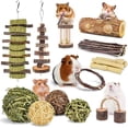 thumbnail image 1 of 12 Pack Hamster Chew Toys, Natural Wooden Roller Teeth Care Molar Toy for Rabbits Bird Rabbits Hamster Gerbil, 1 of 6