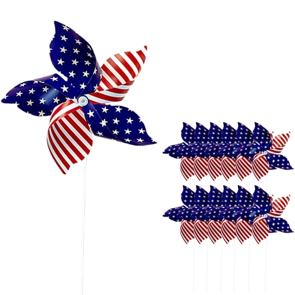 12 Pack Handheld Flag Patriotic Pinwheels Windmill Wind for Yard Garden Lawn Fourth of July Independence Day Party Decorations July of 4th Decor Yard Lawn,12PCS