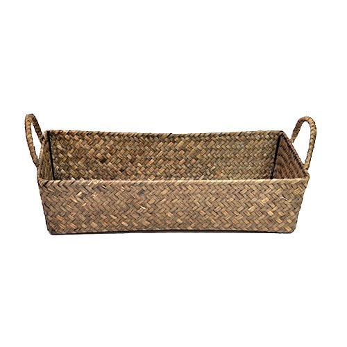 12 Pack Handmade Handwoven Natural Seagrass Baskets 15 Rectangular Pantry, Shelf & Closet Organizers Multipurpose Storage for Home, Office, Bathroom or Decorative Display Bulk Supply Set