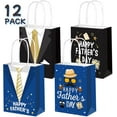 thumbnail image 1 of 12 Pack Happy Father's Day Gift Bags Blue Black Father's Day Paper Gift Bags for Dad Theme Party Supplies Gift Goody Treat Candy Bags for Gift Wrapping, 1 of 8