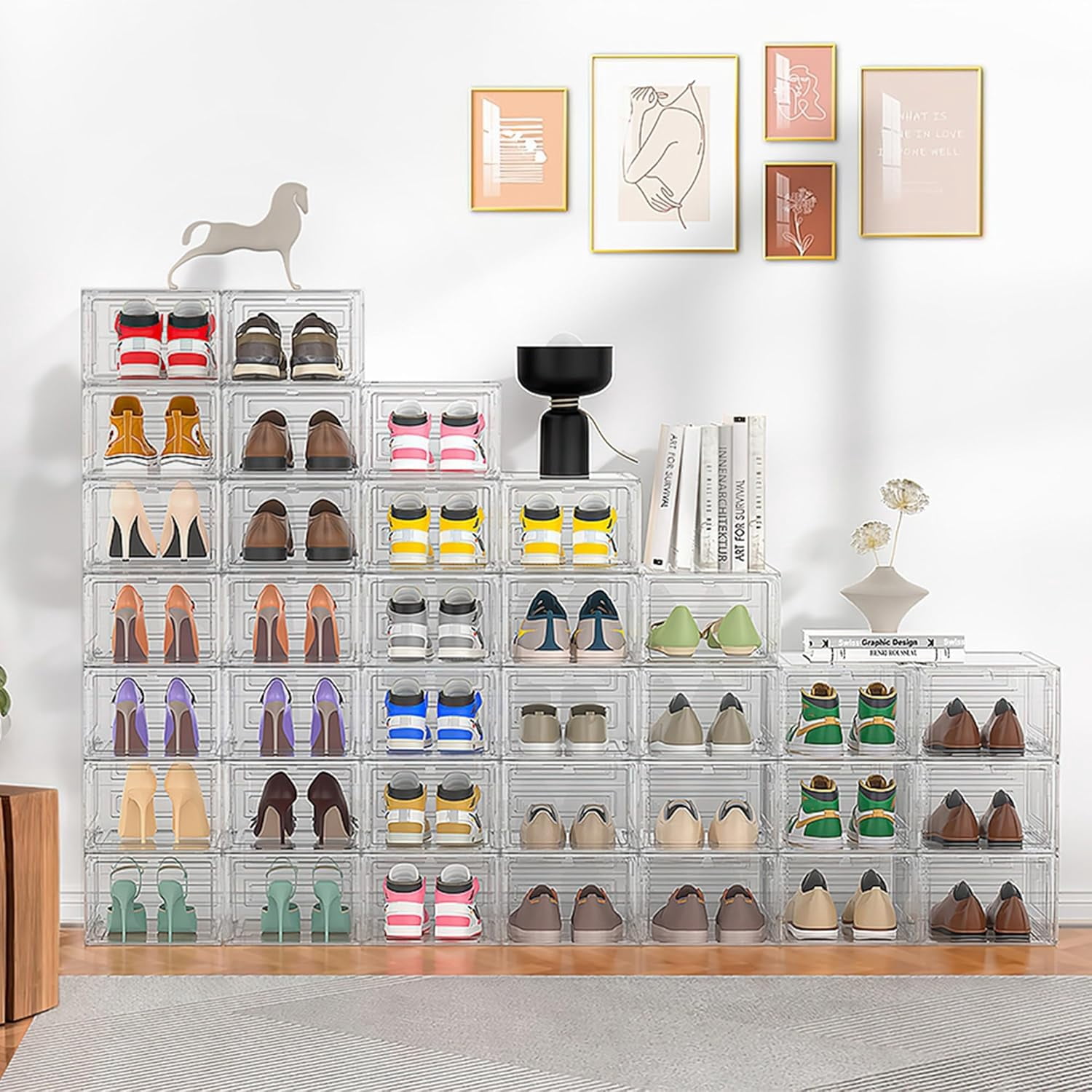 12 Pack Hard Sturdy Thickened Rigid XX Large Shoe Storage Organizer for ...