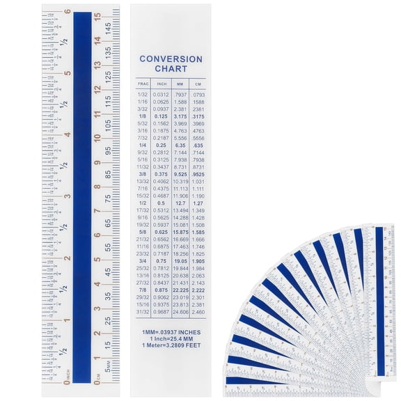 12 Pack Hardware Measuring Plastic Rulers, 15cm Bendable Plastic Rulers, Clear Easy-Read Markings with CM/MM to Inch Conversion Chart, for Classroom Office Home Handicraft