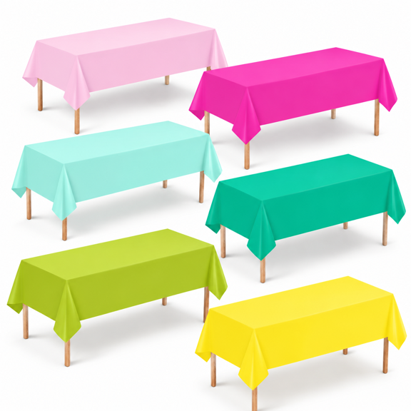 12 Pack Hawaiian Disposable Tablecloths for Rectangle Tables, Rose Red Yellow Pink Green