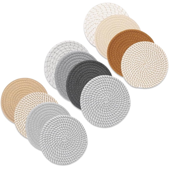 12-Pack Heat-Resistant Trivets for Hot Dishes, 8-Inch Hot Mats for Pots and Pans, Protect Quartz Countertops and Kitchen Surfaces