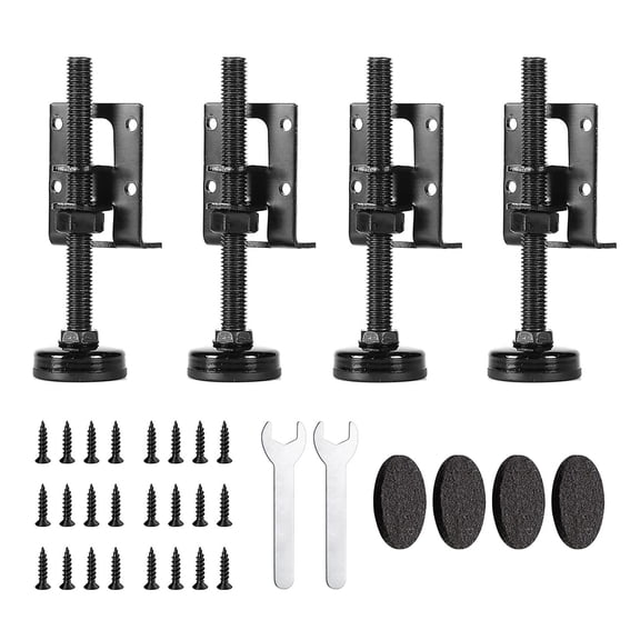 12 Pack Heavy Duty Black Adjustable Leveling Feet For Workbench Table Cabinet Wardrobe