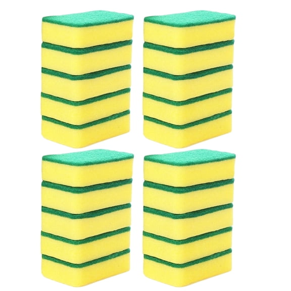 12-Pack Heavy Duty Cellulose Scrubbing Sponges - Dual-Layer Non-Scratch Rectangle Pads for Kitchen/Bathroom/Car, 11x7cm Thick & Durable