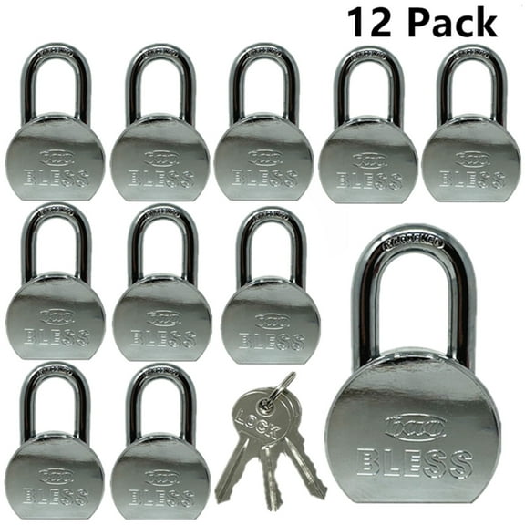 12 Pack Heavy Duty Master Lock Solid Steel Maximum Protection Padlock with 3 Keys Each