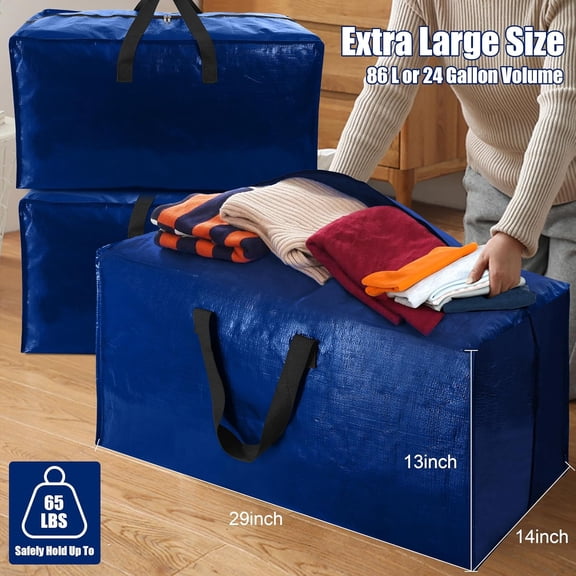 12 Pack Heavy Duty Moving Bags with Backpack Straps - X-Large (Blue)