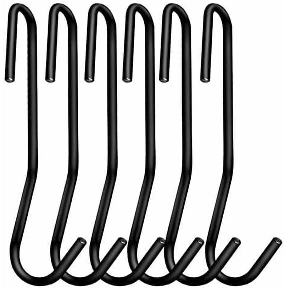 12 Pack Heavy Duty S Hooks, Black Pot Rack Holder Hanger Hooks Wire Shelf Hooks for Hanging Kitchen Utensils, Pots, Pans, Clothes, Towels, Plants with 90 Degree Twist Angled