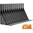thumbnail image 1 of 12-Pack Heavy Duty Shelf Bracket 7 Inch, Wall Fit for 7-10 Inch Floating Shelves, L Brackets with 90 Degree Triangle, 250 LBS Max Load, Shelf Mounting Hardware Included, Black, 1 of 7