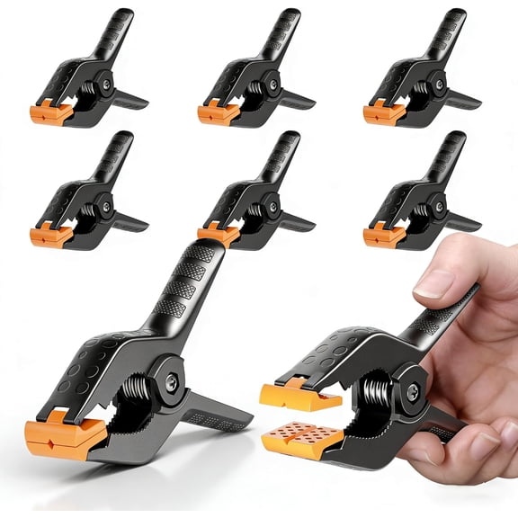 12 Pack Heavy Duty Spring Clamps, 4.5 Inch Nylon Clamps with Grip Jaw Pads for Photography Studio, Background, Carpentry, 1.5 Inch Max Opening