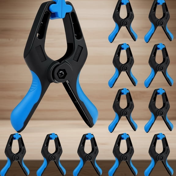 12 Pack Heavy Duty Spring Clips, Plastic Spring Clamps for Woodworking, Backdrop Stand, Pool Cover, Photography, Crafts