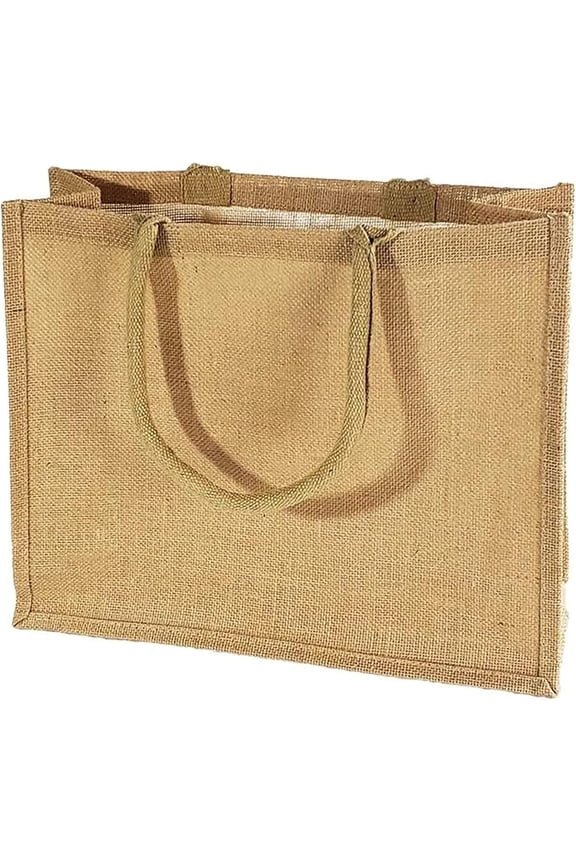 12-Pack Heavy Duty Sturdy Jute Burlap Tote Bags with Handles Reusable Grocery Shopping Bags Blank Fabric for DIY, Crafts