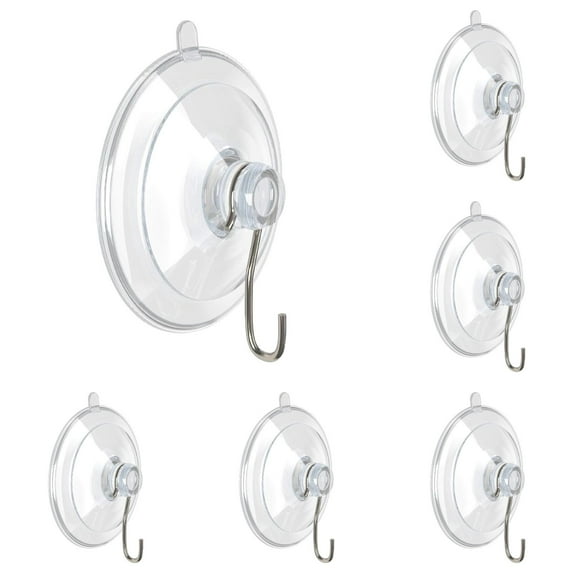 12 Pack Heavy Duty Suction Cup Hooks,10LB Max Load Clear Adhesive Hooks for Bathroom Shower Tile Glass Window , No Drill Stainless Steel Hooks, Strong Vacuum Suction, Removable & Reusable(Clear*12)