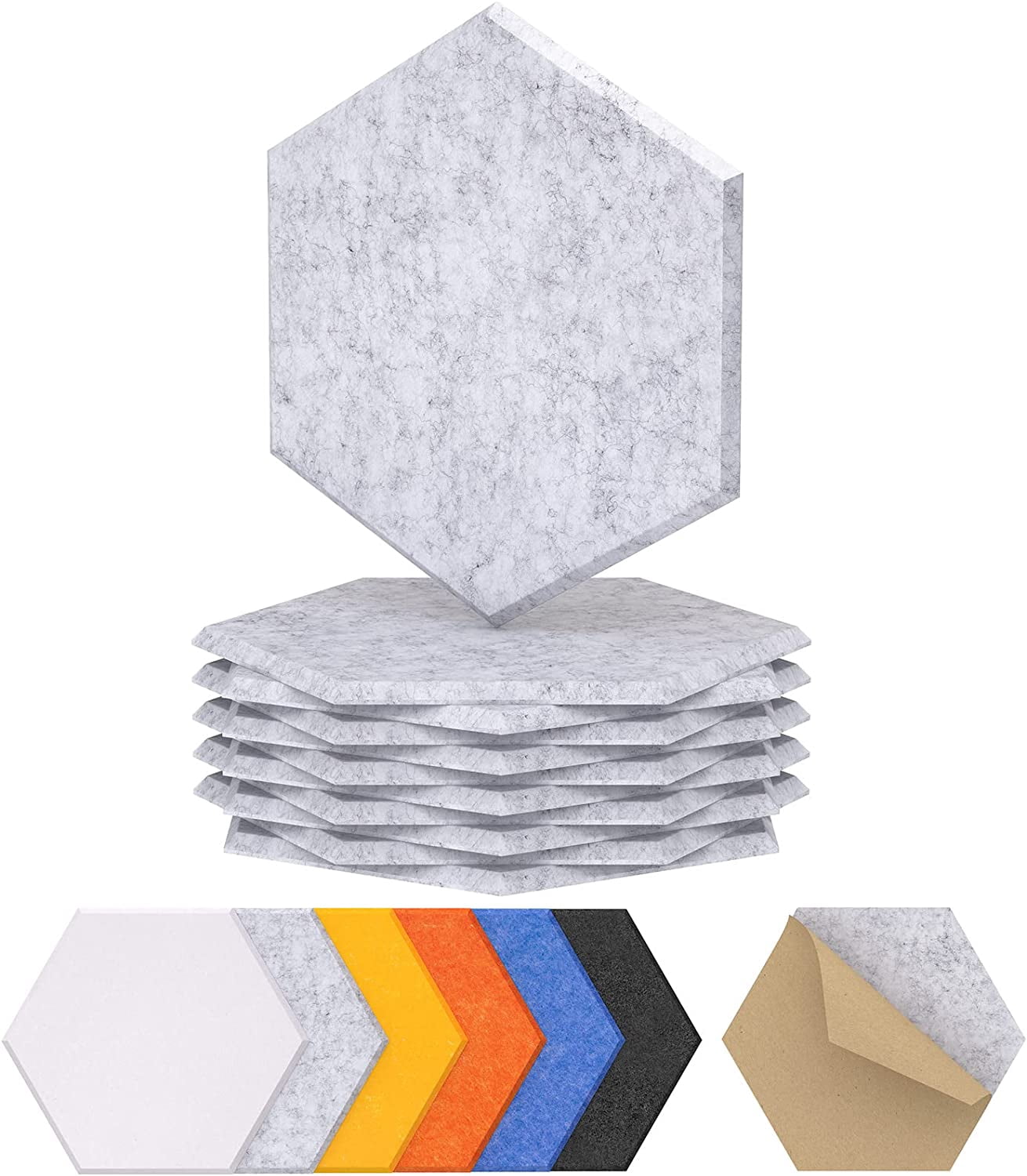 12 Pack Hexagon Acoustic Panels, TONOR 12"x 10"x 0.4" High Density Sound Proof Panels for Walls, Sou