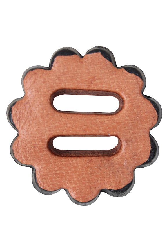 12 Pack Hilason Slotted Scalloped Leather Rosette Concho Saddle Tack Tan 1-1/2"