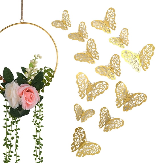 12-Pack Holographic 3D Butterfly Wall Stickers, Removable Color-Changing Decor for Room, Party Backdrops, Reusable Self-Adhesive Butterflies for Bedroom