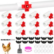 Horizontal Chicken Nipples Waterer 12-Pack with 1/2" PVC Tee Fittings, Leakproof Side Mount Automatic Poultry Drinker Kit for DIY Chicken Duck Quail Watering System