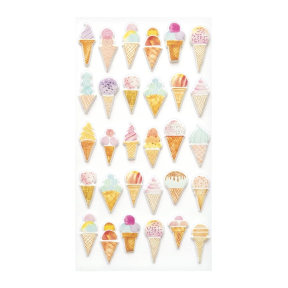 Recollections Ice Cream Cones Puffy Stickers, 12 Pack