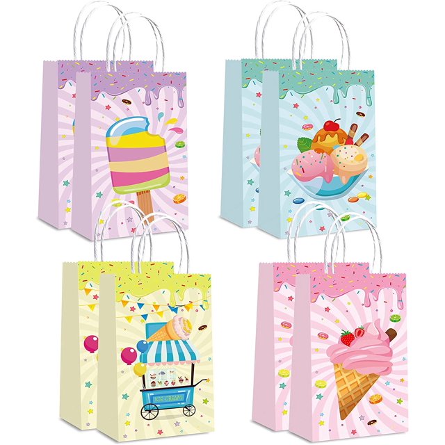 12Pack Ice Cream Party Favor Bags Colorful Candy Bags for Baby