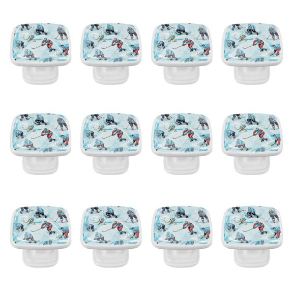 12 Pack Ice Hockey Kitchen Cabinet Square Knob Cabinet Hardware for Dresser Drawer Cabinet Pulls Drawer Knobs Cabinet Knobs