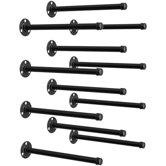 12 Pack Industrial Pipe Shelf Brackets Black 12 Inch Pipe Floating Shelving Bracket Hardware Wall Mount Shelf Bracket Decorative for Home Decor Hanger Farmhouse$$Tools & Hardware Other
