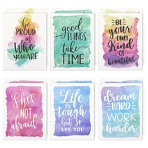 12 Pack Inspirational 2 Pocket Folders Decorative, Letter Size for School, Office (Cute Watercolor Designs, 9.2 x 12 In)