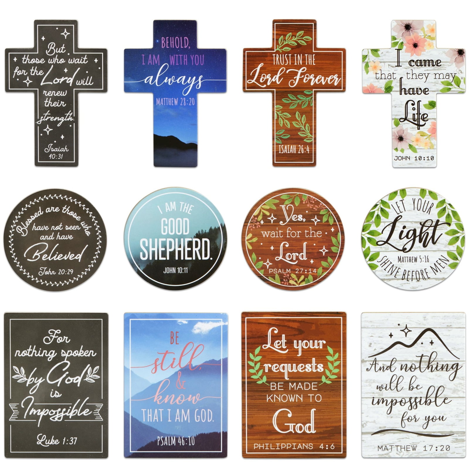 12 Pack Inspirational Refrigerator with Bible Verses, Scripture