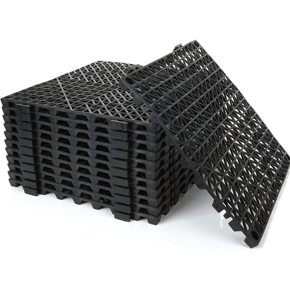 12 Pack Interlocking Floor Tiles 11.8" x 11.8" Interlocking Rubber Floor Mat Outdoor Non Slip Splicing Drainage Mats for Shower, Deck, Pool, Patio, Balcony, Kitchen, Yard
