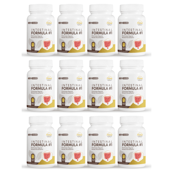 12 Pack Intestinal Formula #1, promotes regular bowel movements & digestive detox-60 Capsules x12