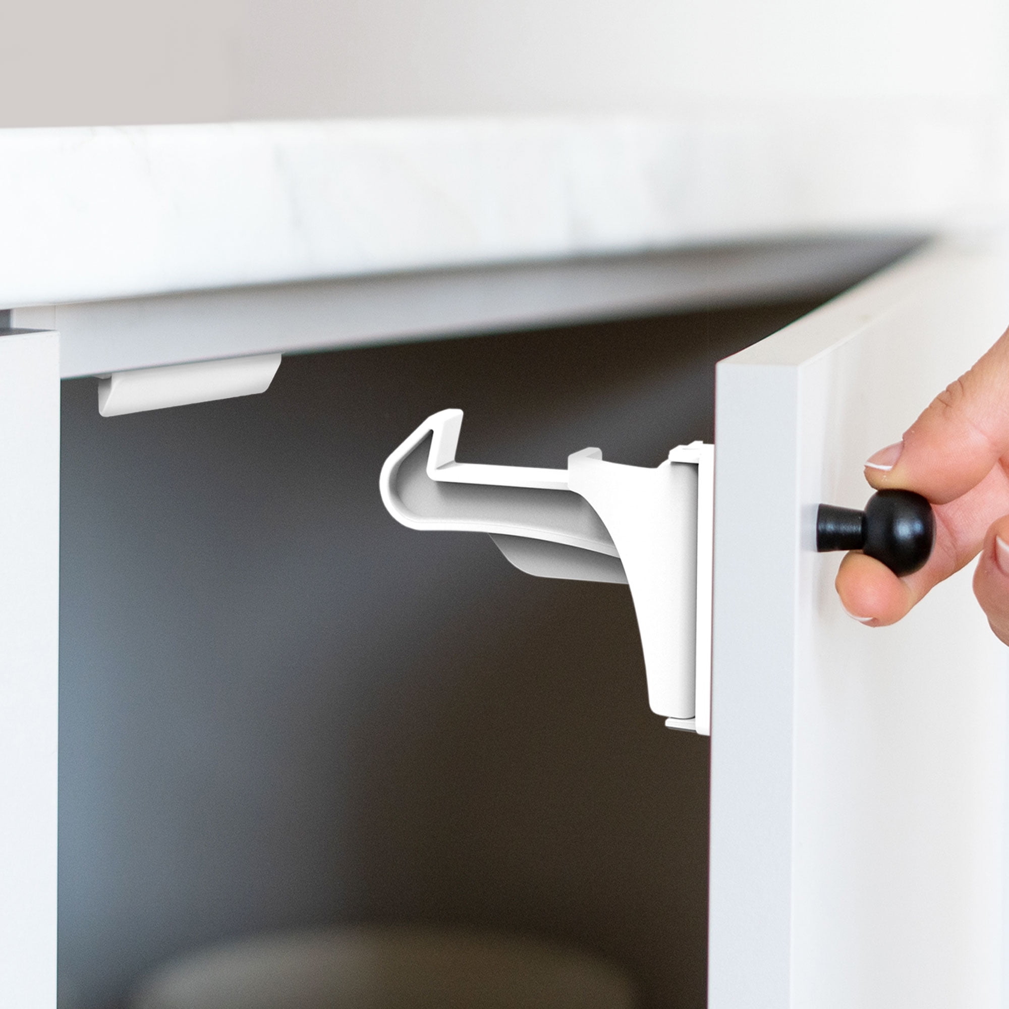 12-Pack Invisible Baby Proof Cabinet Latch Locks by Moonybaby, White