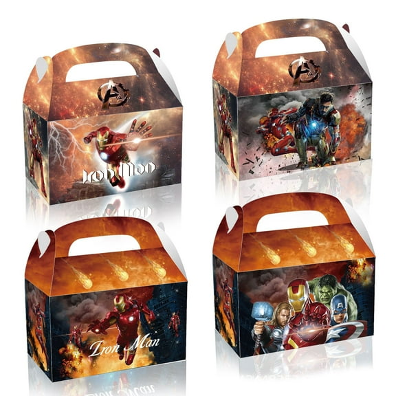 12-Pack Iron Man Party Favor Treat Boxes, Goodie Boxes, Iron Man Gift Boxes Iron Man Decorative Box for Birthday Party 6.2 x 3.7 x 3.7 Inches