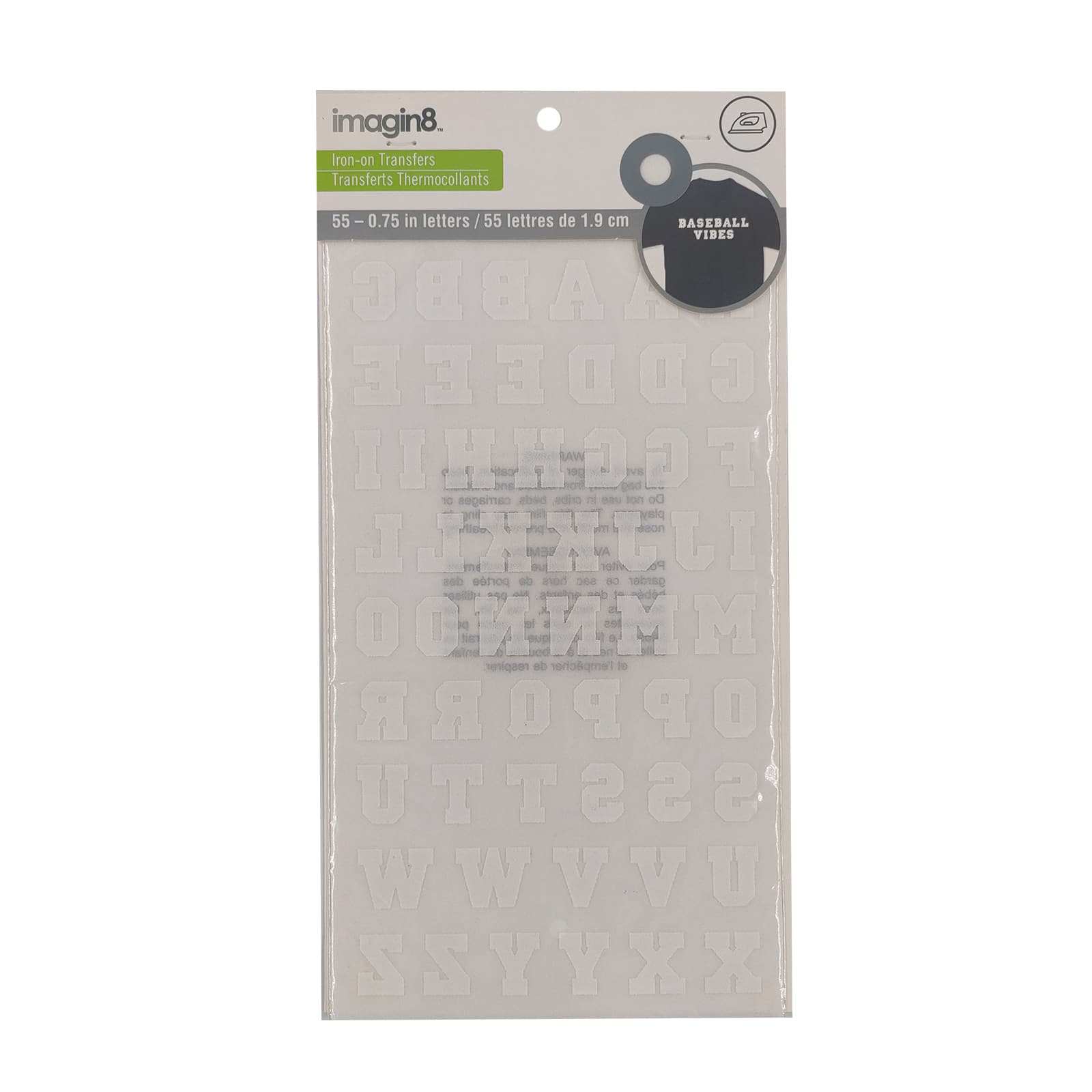 12 Pack IronOn White Flocked Athletic Letters by Imagin8™