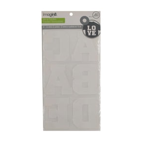 Imagin8 Iron-On White Flocked Athletic Letters, 12 Pack
