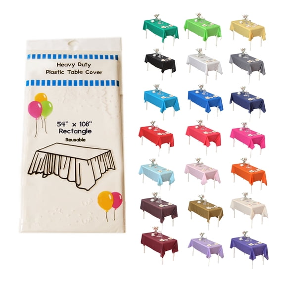 (12 Pack) Ivory Premium Rectangle Heavy-Duty Plastic Table Covers (Reusable)