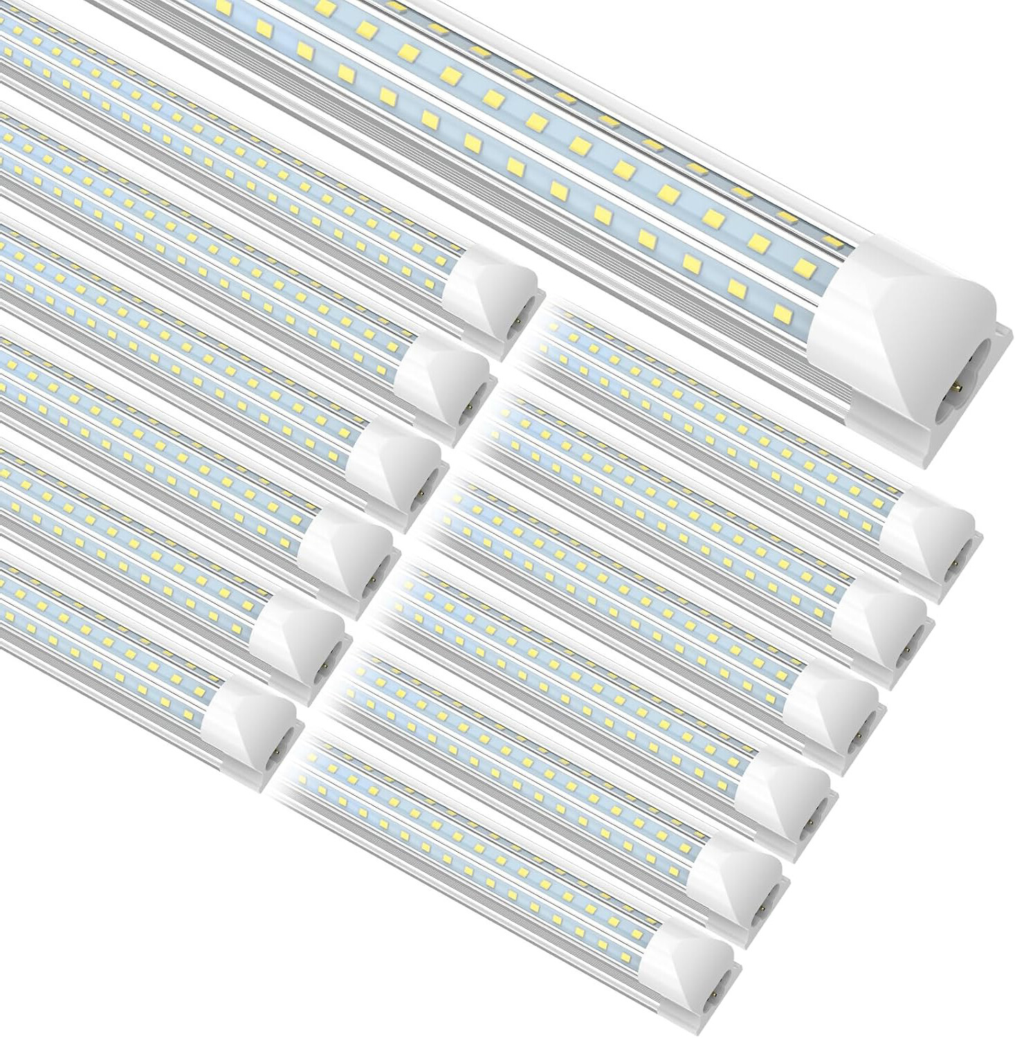 JESLED 12-Pack 8ft T8 LED Shop Lights - 90W 6500K 10800 Lumens For Garage/Warehouse