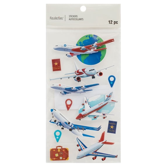 Recollections Jets Dimensional Stickers, 12 Pack