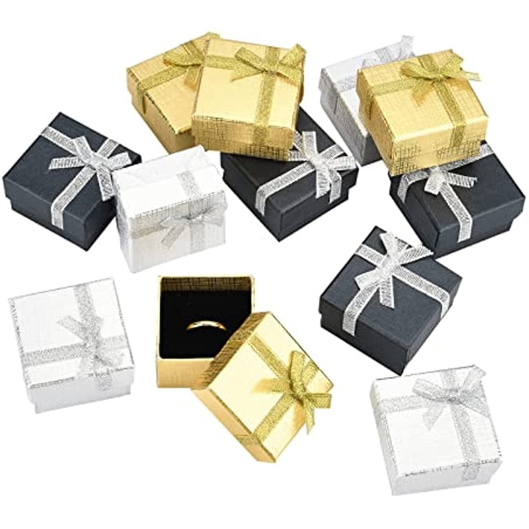 12 Pcs Paper Jewelry Gifts Boxes With Bow-Knot Ring Boxes